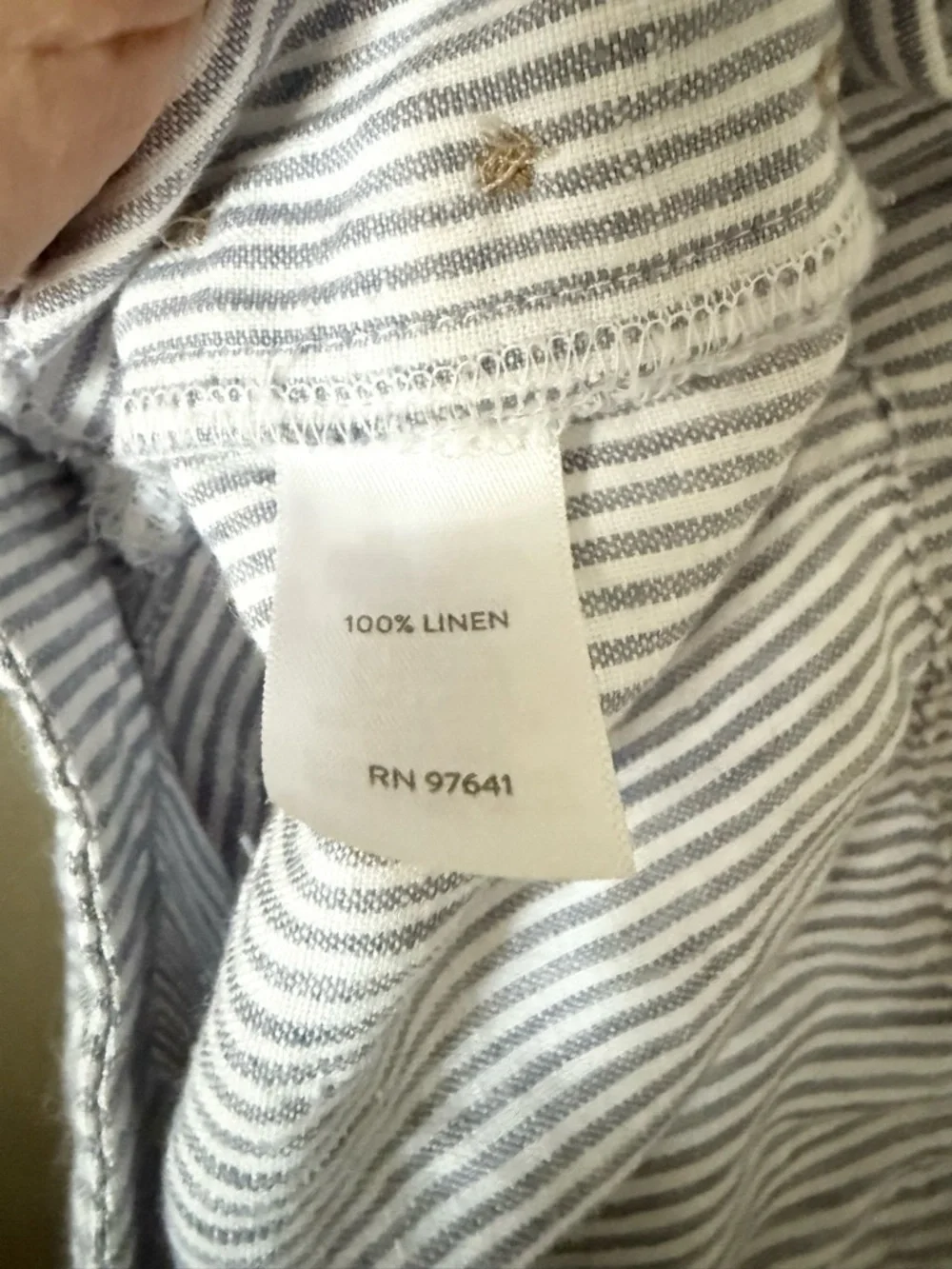 J. Jill Love Linen Cropped Pant with Side Button Detail in Blue & White Stripe S - Picture 6 of 6